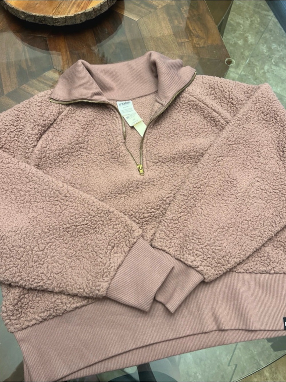 Victoria's Secret Dusty Rose Sherpa Quarter-Zip Pullover